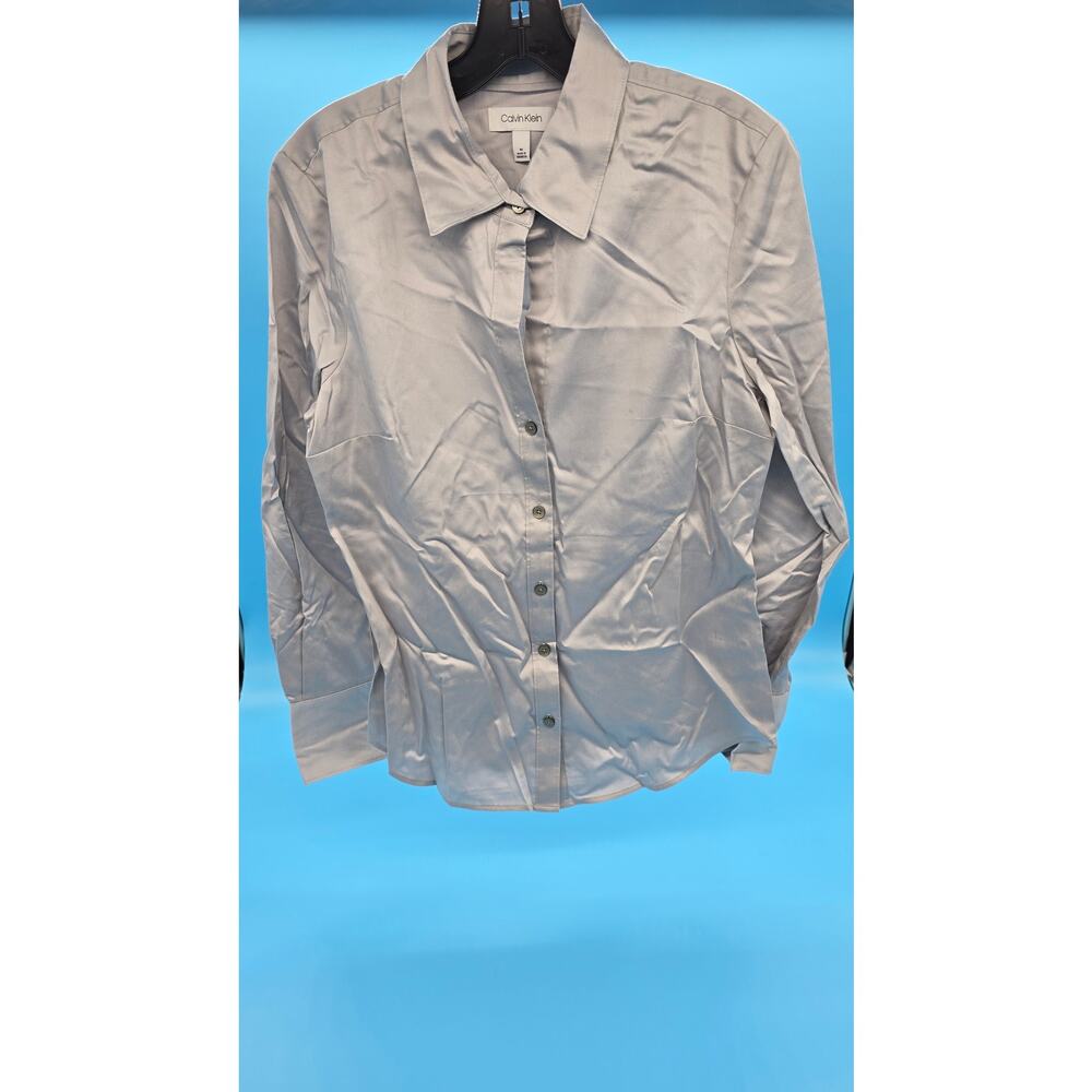 Calvin Klein Grey Button-Up Dress Shirt – Women’s M NWOT
